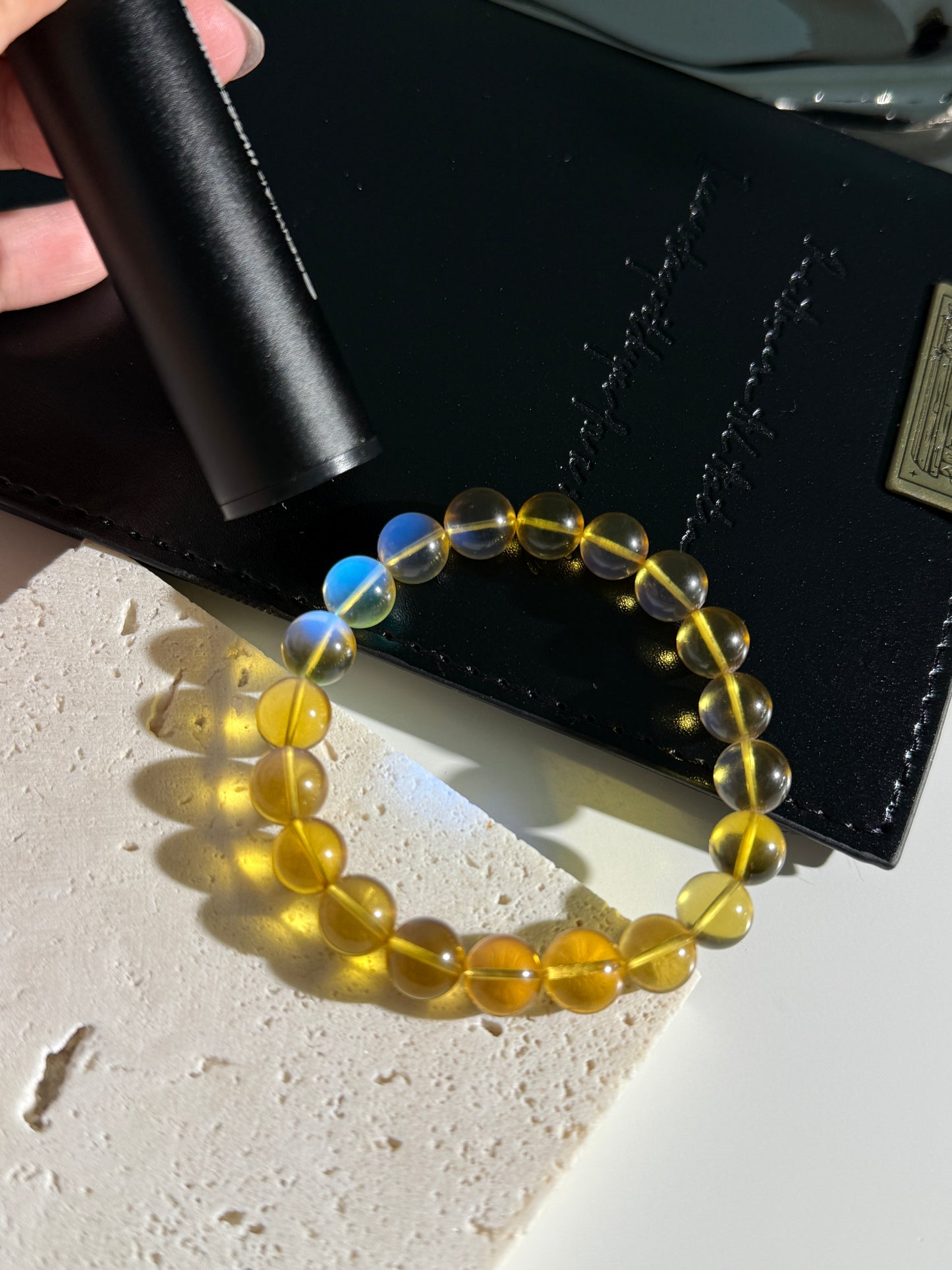 Dominican Blue Amber 9mm with inclusion