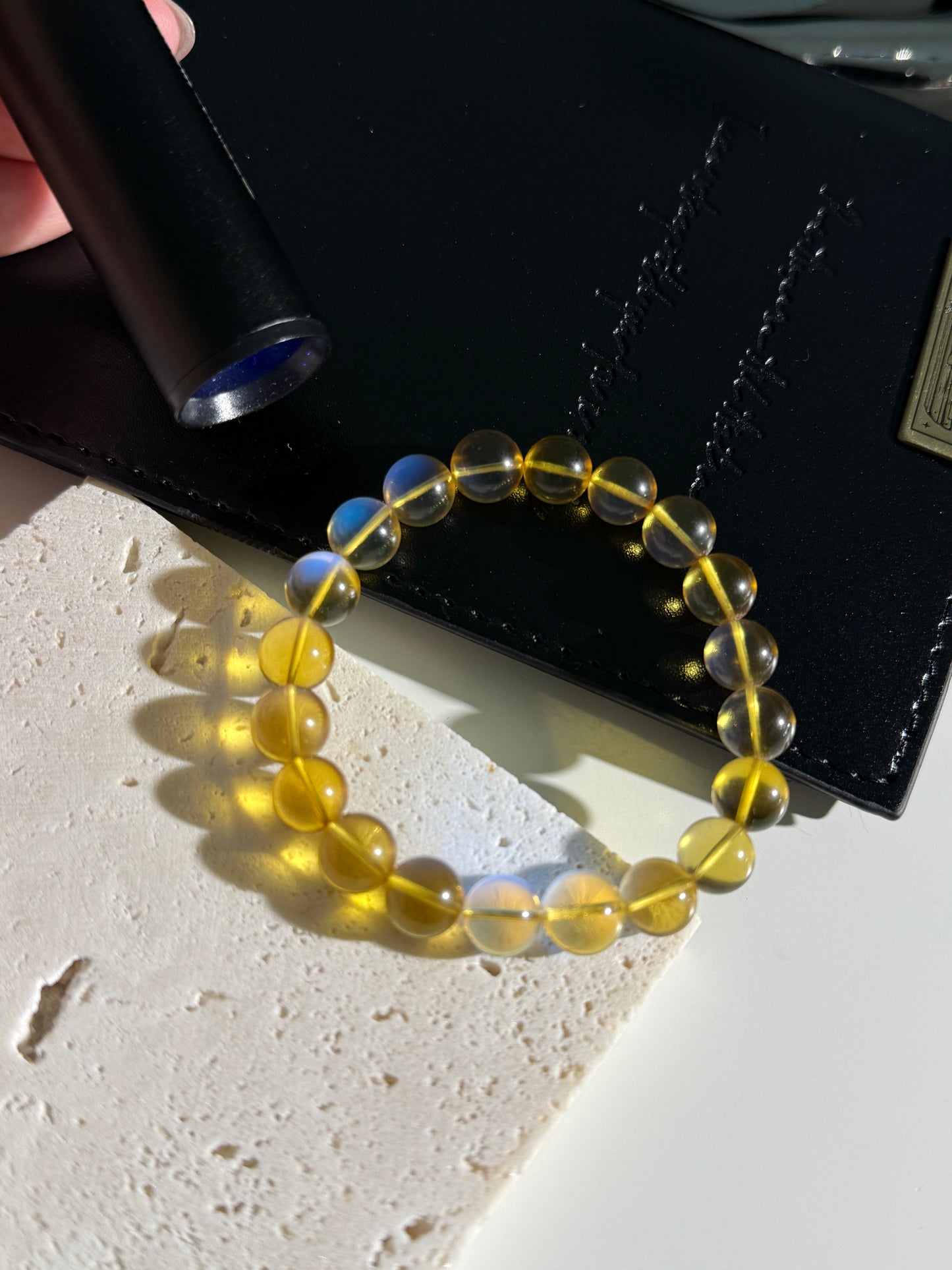 Dominican Blue Amber 9mm with inclusion