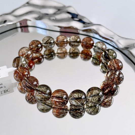 Black Gold Super Seven (Green and Gold Rutile) Beaded Bracelet