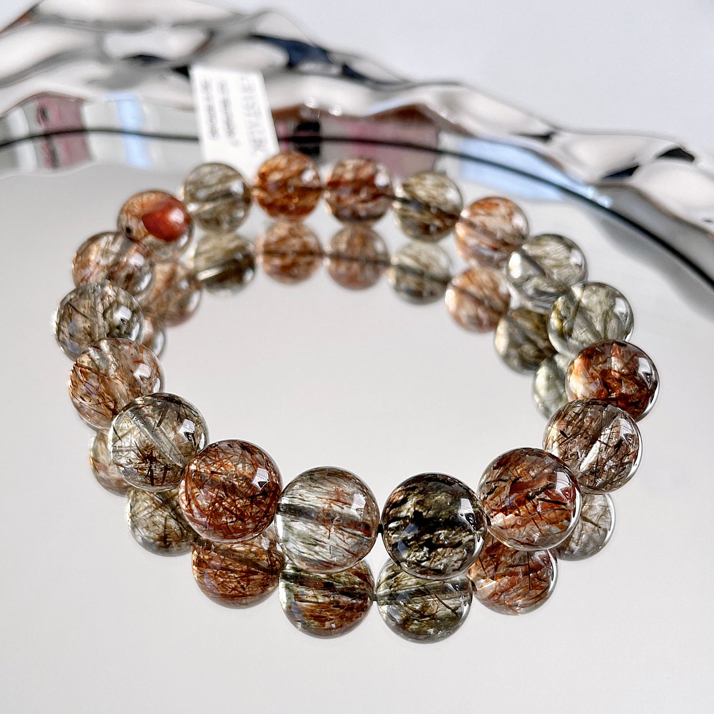 Black Gold Super Seven (Green and Gold Rutile) Beaded Bracelet