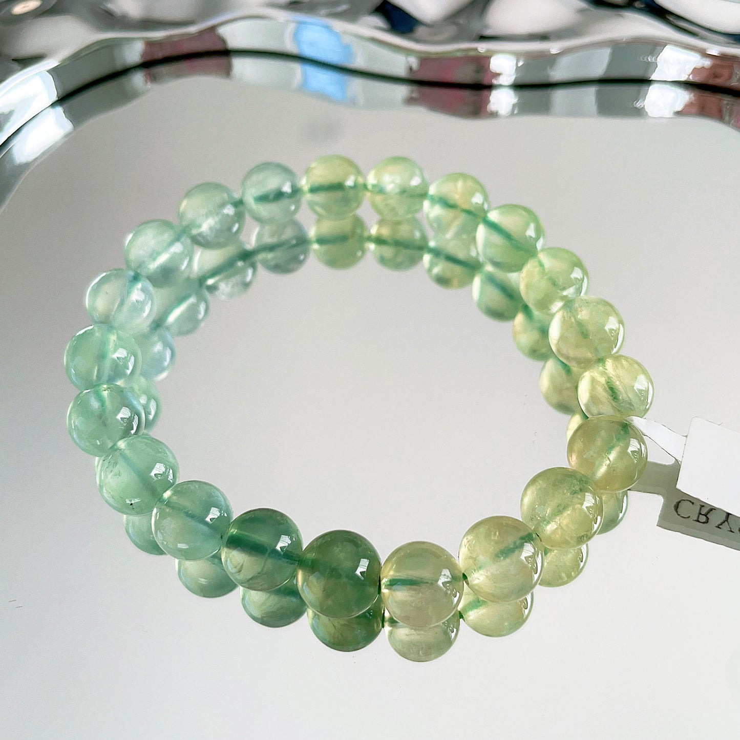 Gradient Prehnite Beaded Bracelet