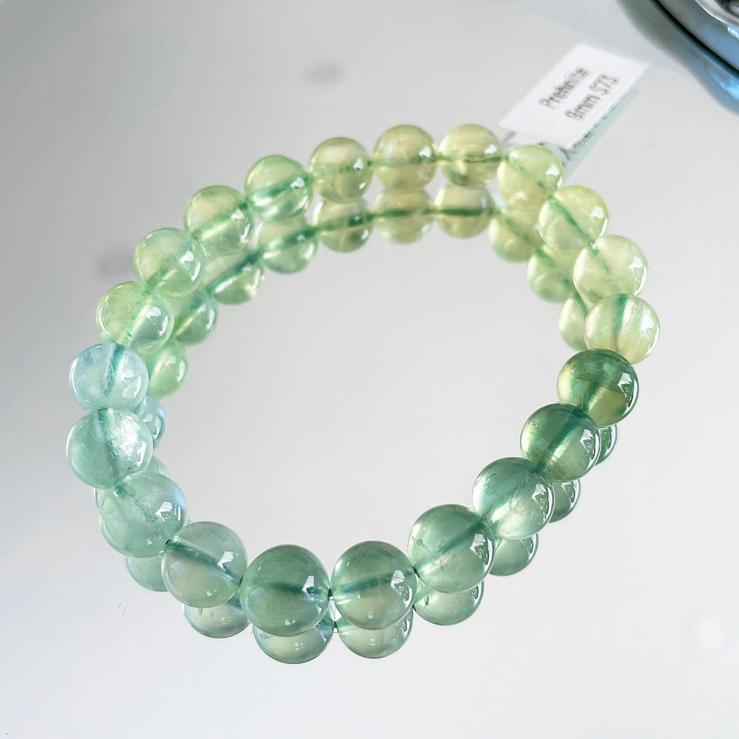 Gradient Prehnite Beaded Bracelet