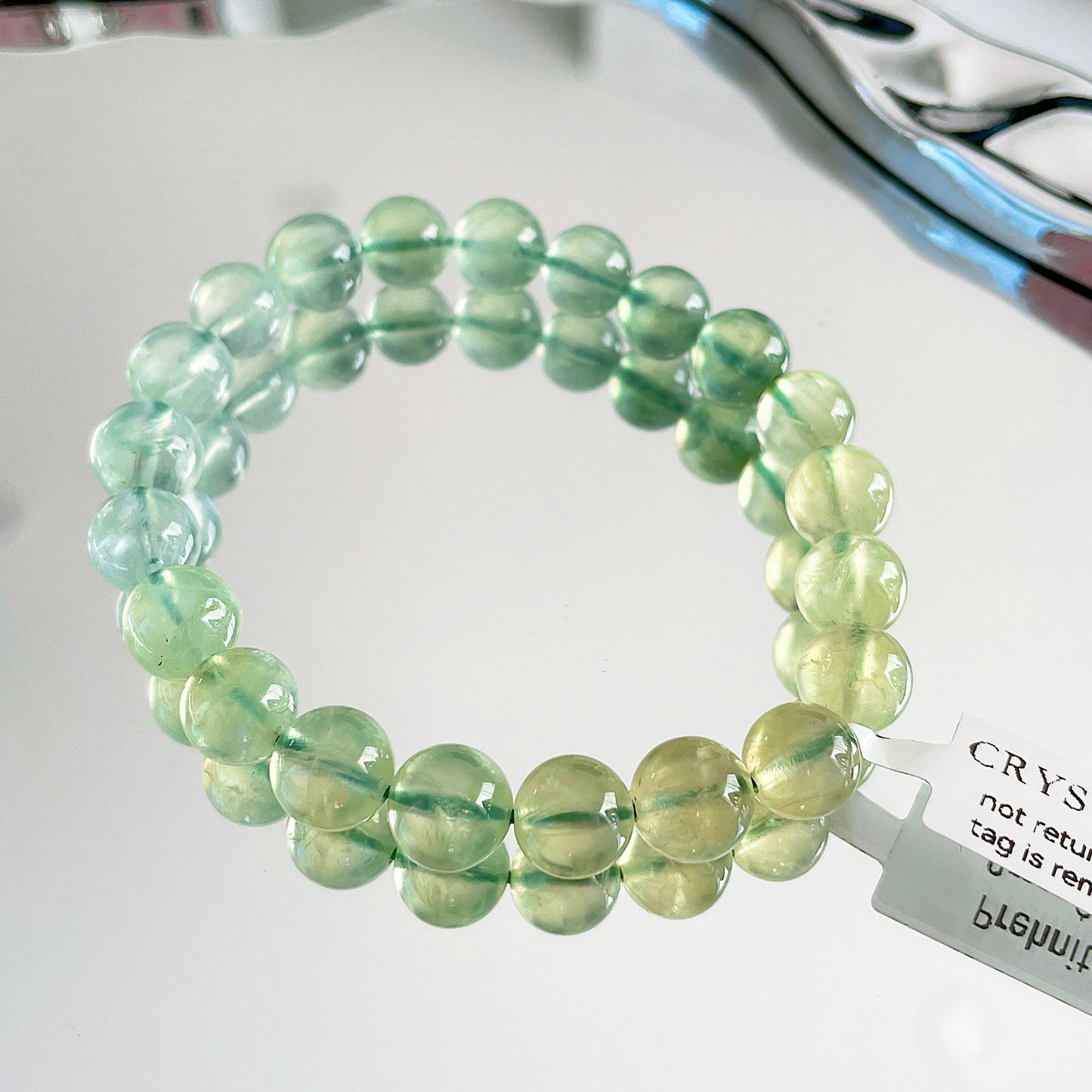 Gradient Prehnite Beaded Bracelet