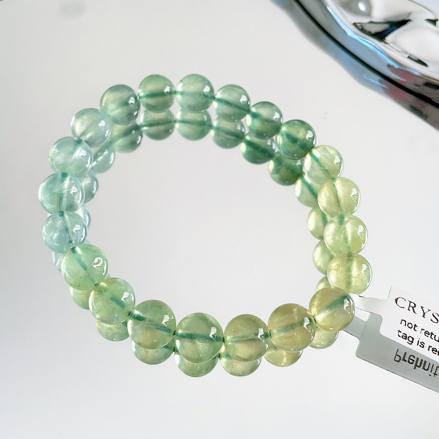 Gradient Prehnite Beaded Bracelet