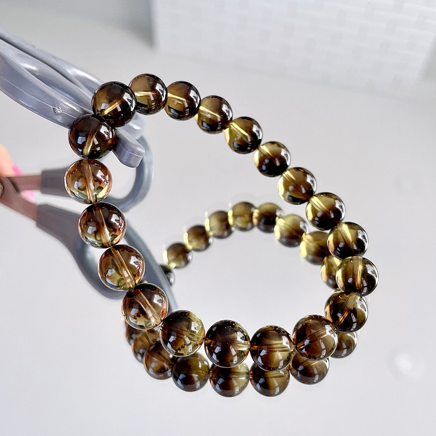 Bicolor Smoky Citrine Beaded Bracelet 魔晶宙斯 (茶黃晶共生)