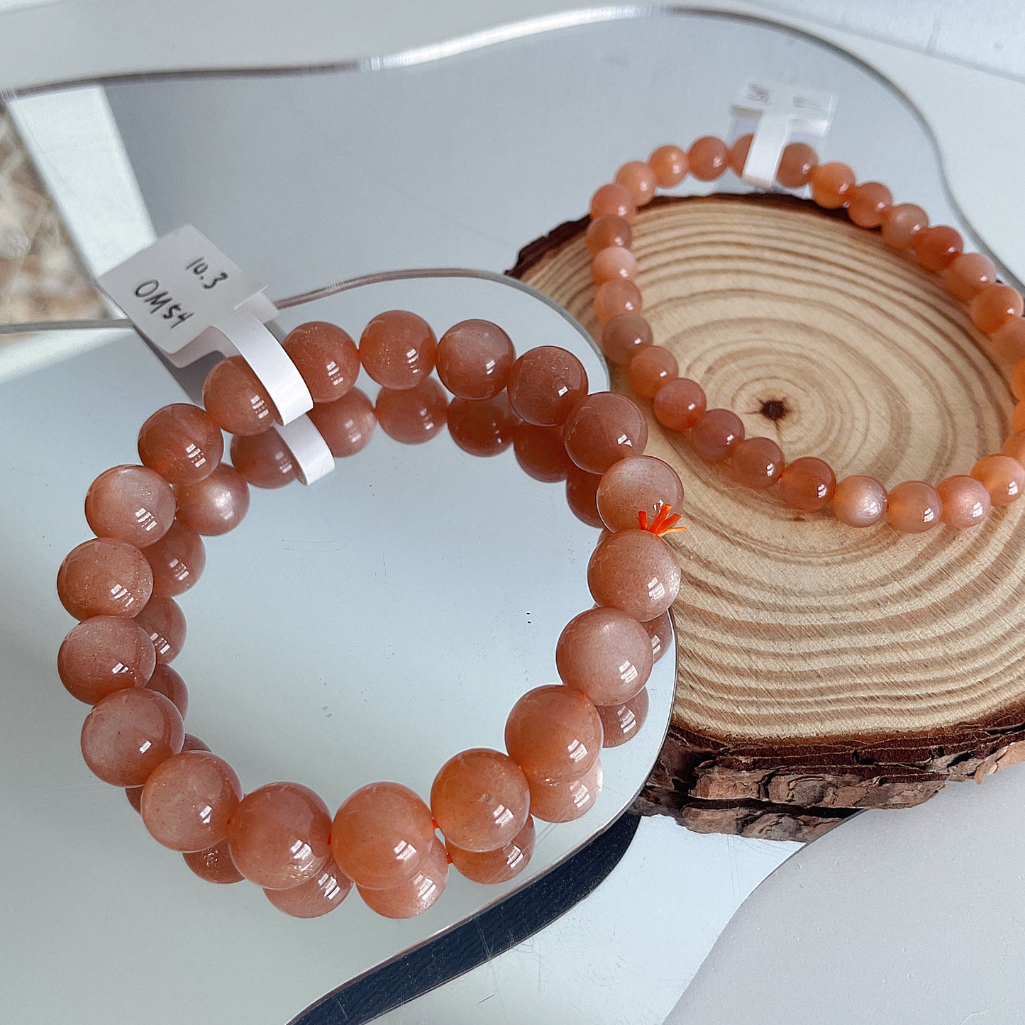 Orange Moonstone Bracelet | Double Sided Flash