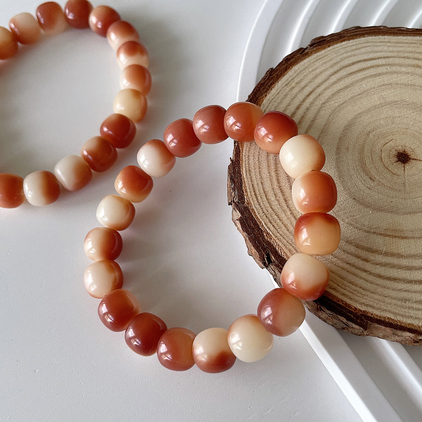 Bodhi Seed Root Rose Pink Bead Bracelet