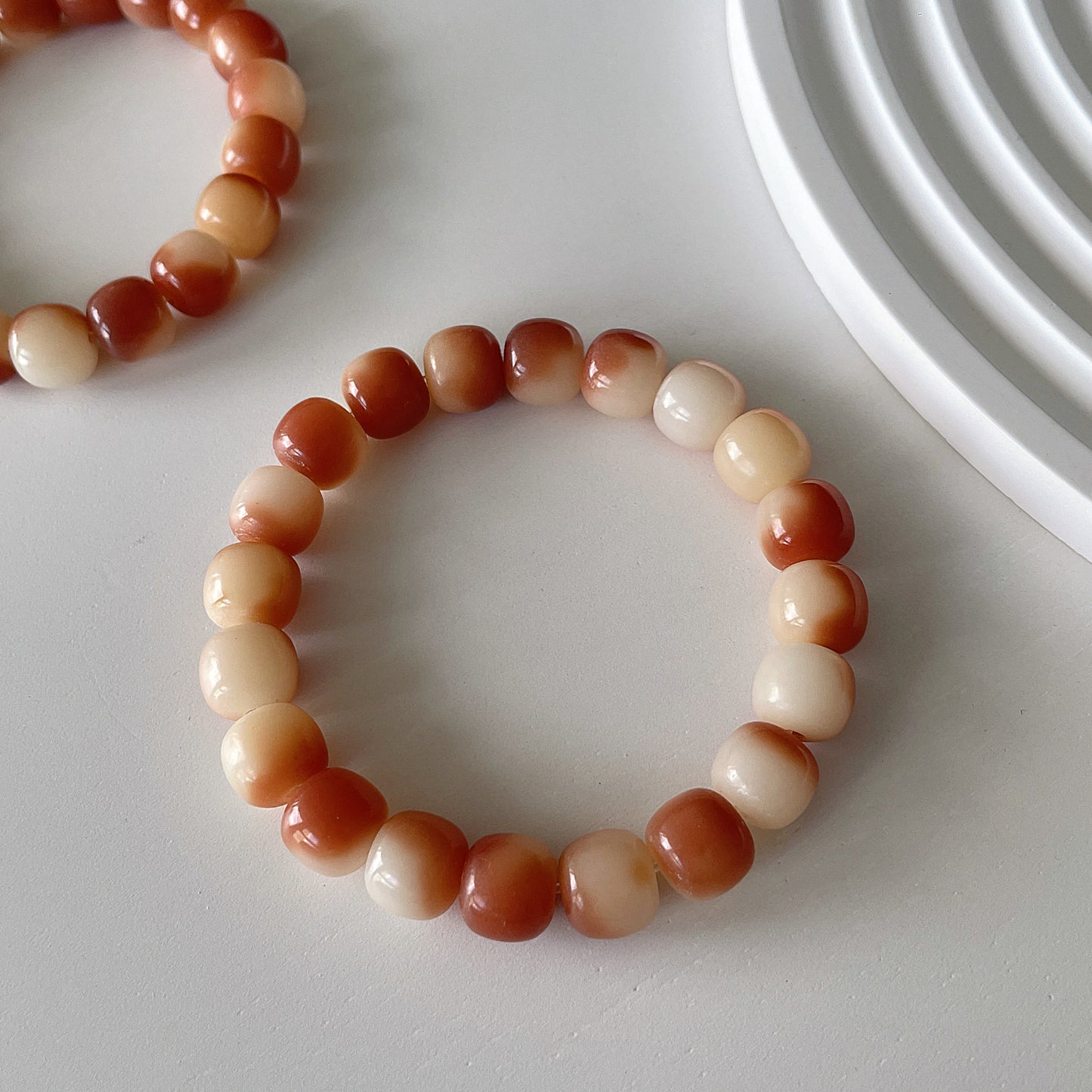 Bodhi Seed Root Rose Pink Bead Bracelet