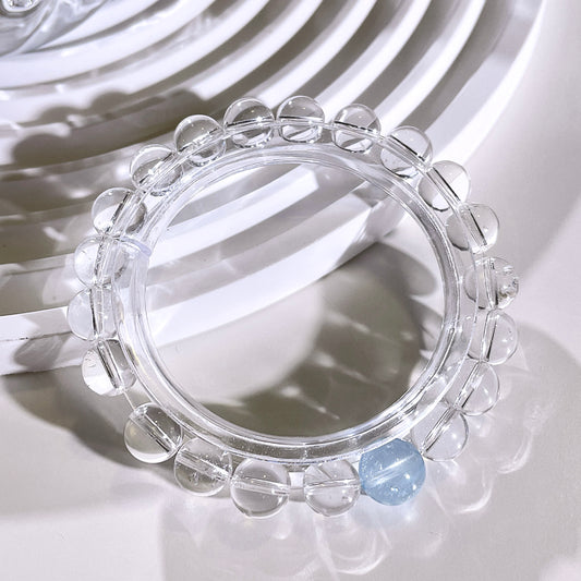 Clear Quartz Aquamarine Beaded Bracelet