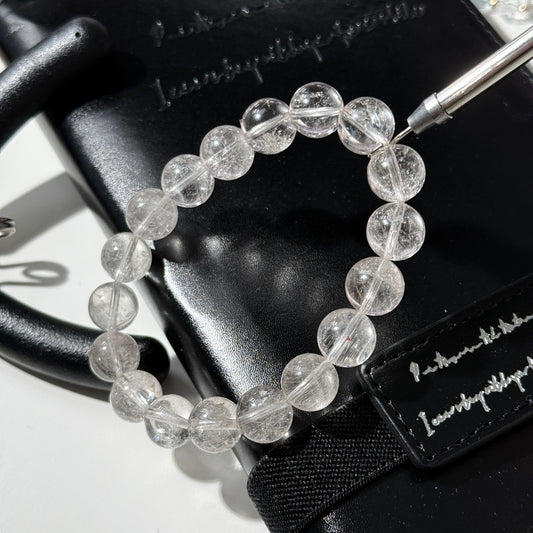 White Rutilated Rabbit Hair Amphibole Quartz Bracelet with 11mm Beads