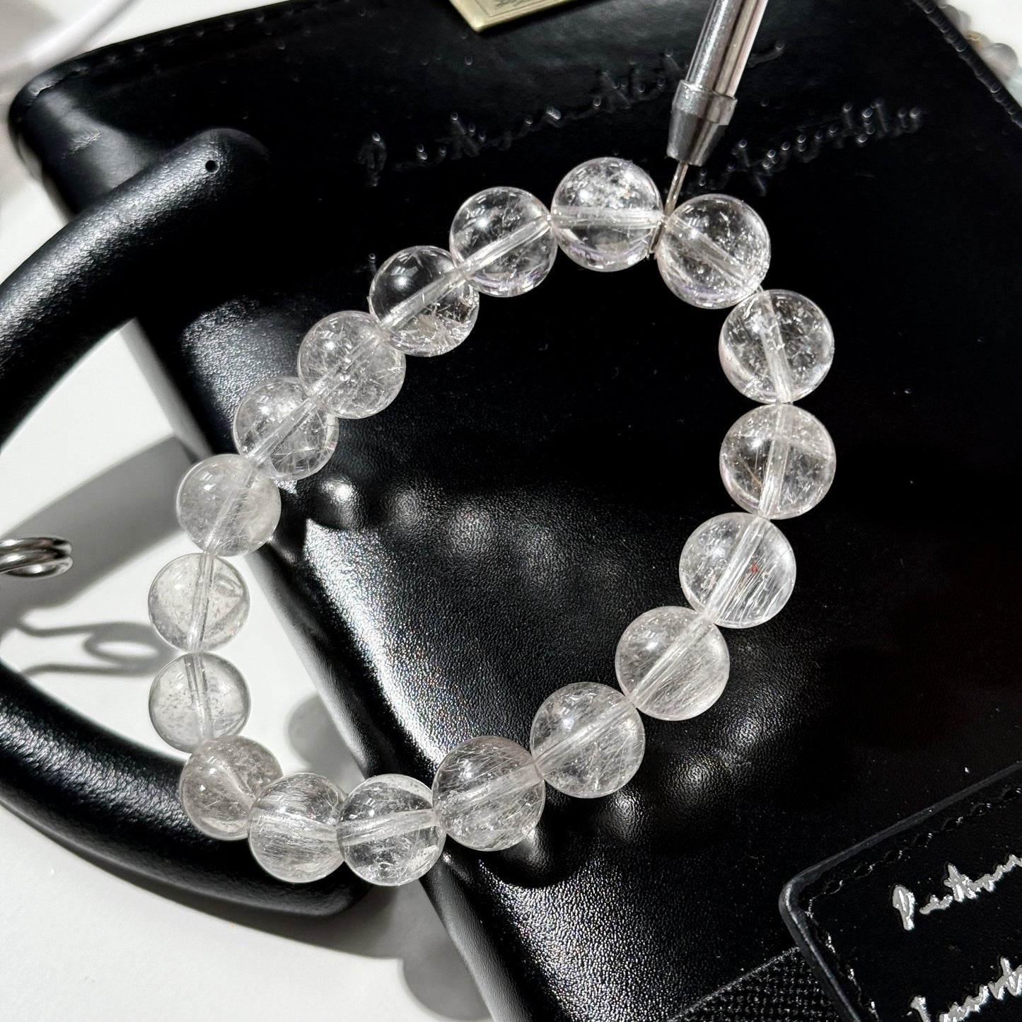 White Rutilated Rabbit Hair Amphibole Quartz Bracelet with 11mm Beads