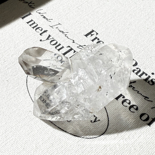 Herkimer Diamond Twin Cluster Water Clear Inclusion Double Terminated Quartz