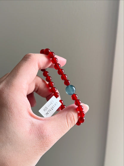 Red Cornelian Agate Lucky Stone with Jade 6.6mm HQ