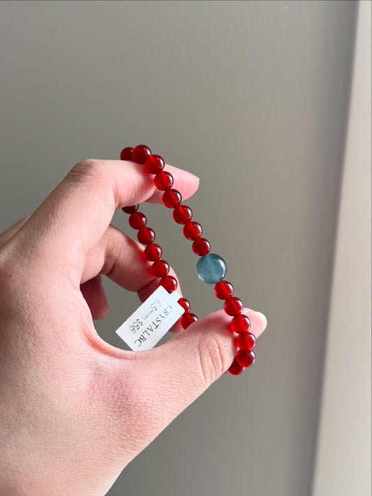 Red Cornelian Agate Lucky Stone with Jade 6.6mm HQ