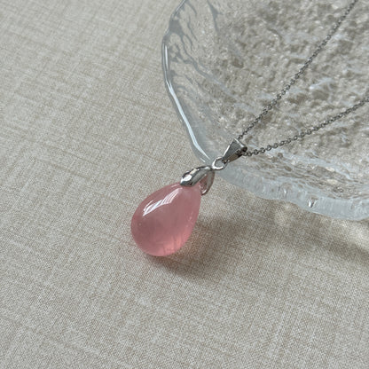 Gemmy Madagascar Pear Cut Rose Quartz Love Stone Pendant