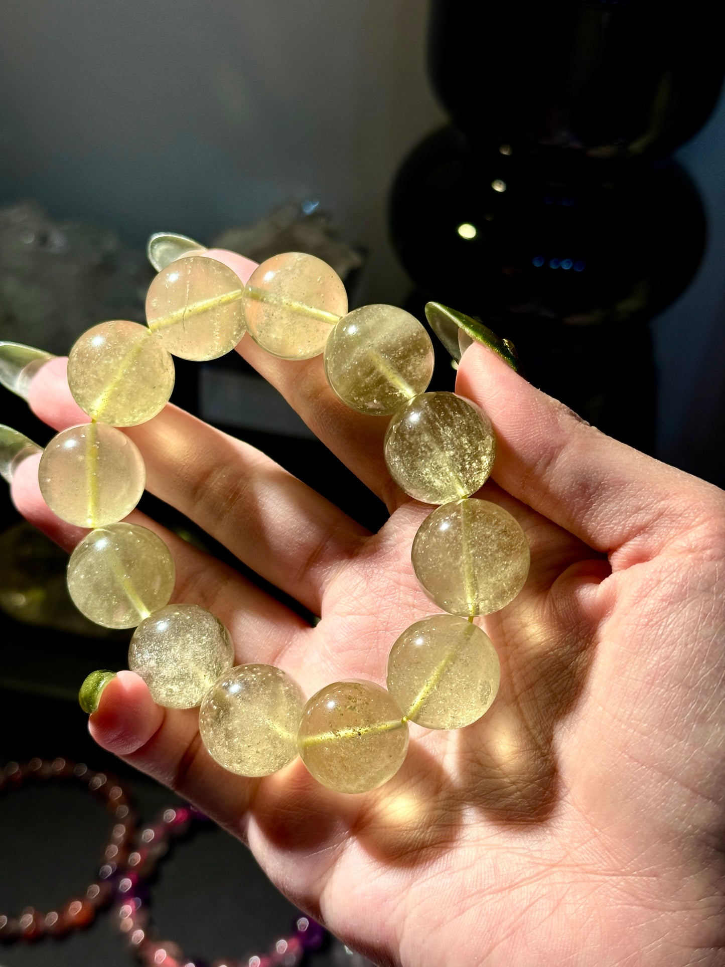 Collector Grade Libyan Gold Tektite Desert Glass 18mm Beaded Bracelet