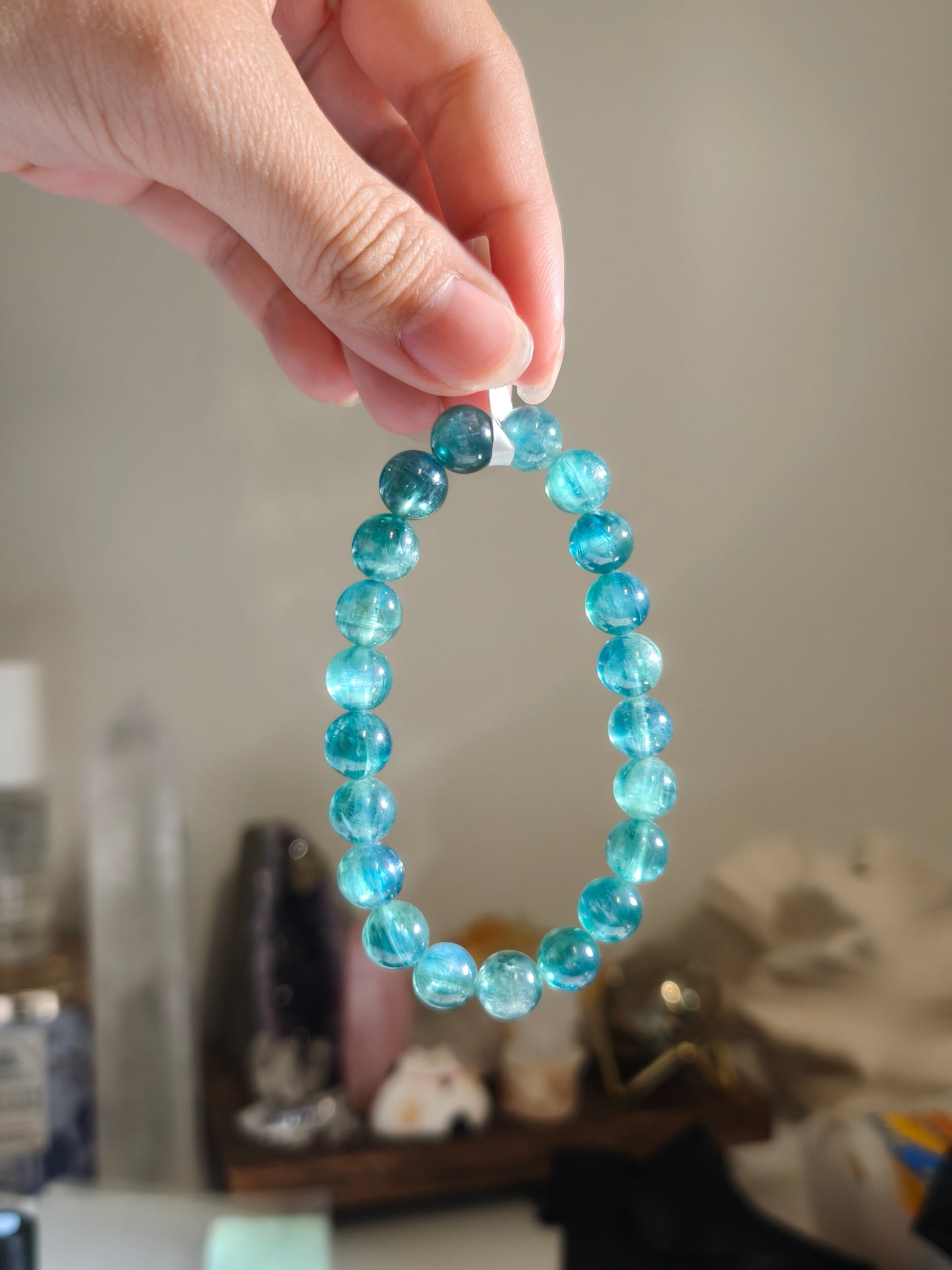 Bicolor Blue Green Kyanite Beaded Bracelet 綠藍晶石