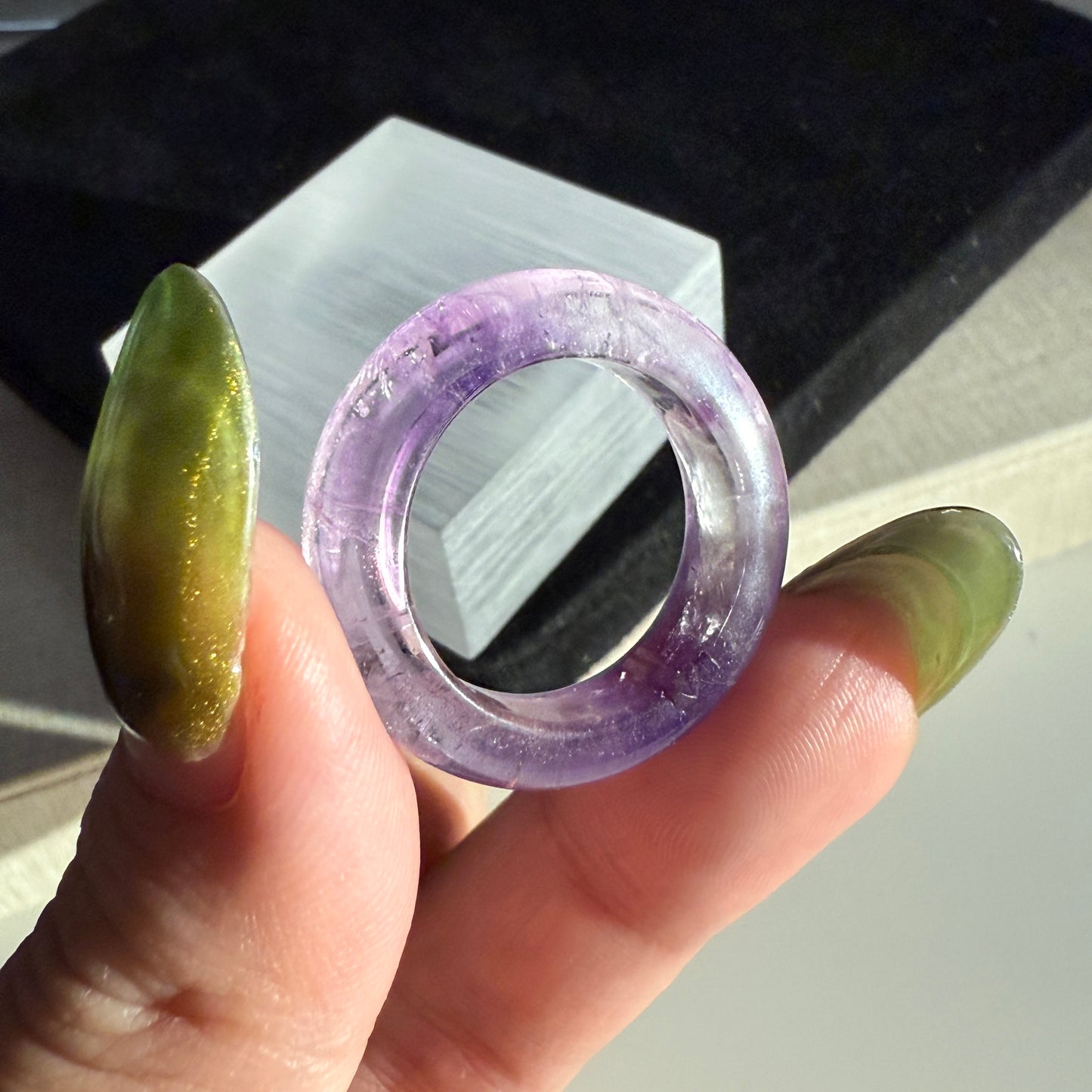 Amethyst Bangle Ring Band US 8