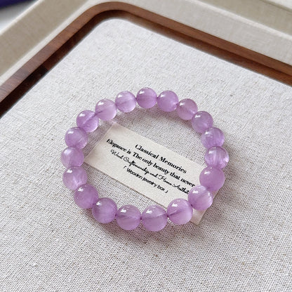 High Quality Gemmy Translucent Purple CatEye Kunzite Beaded Bracelet