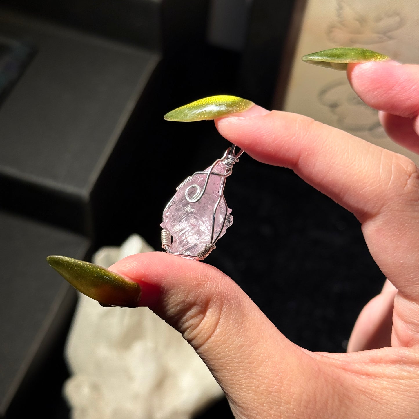 Collection Grade Kunzite Pendant with silver Necklace chain included