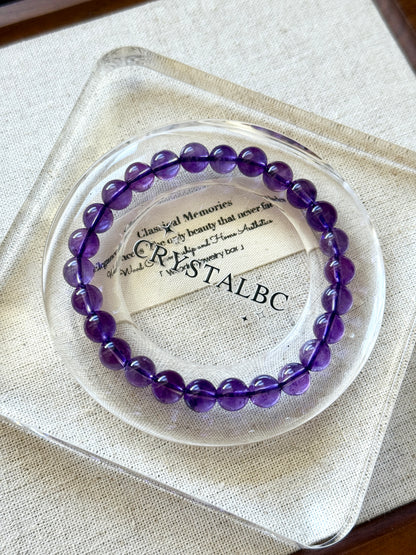 High Grade Brazil Amethyst 7.8mm Bead Bracelet