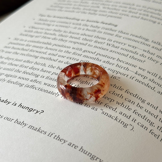 Red Hematoid Quartz Ring Band US 6.5