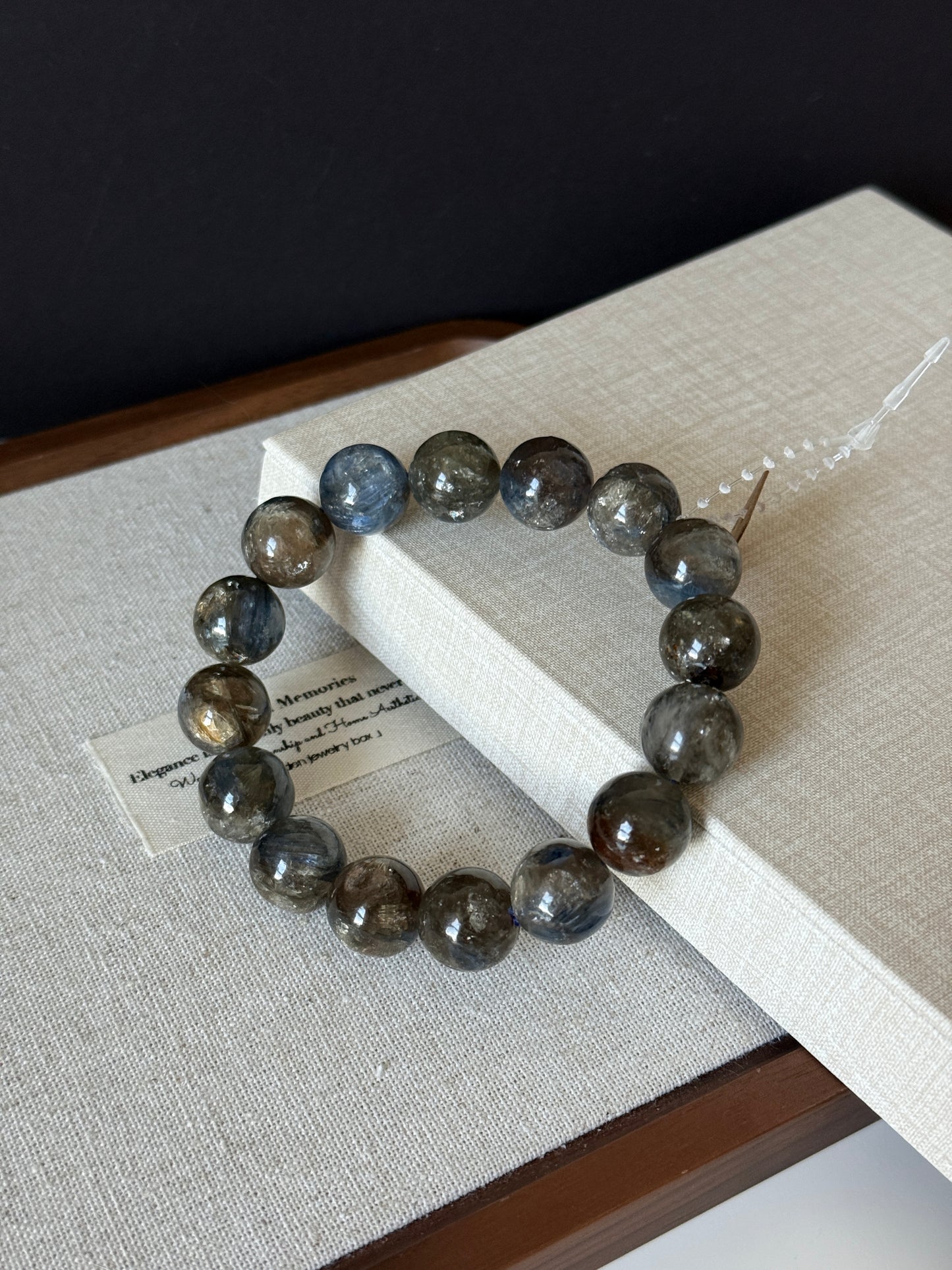 Blue/ Black Kyanite with Mica Bead Bracelet