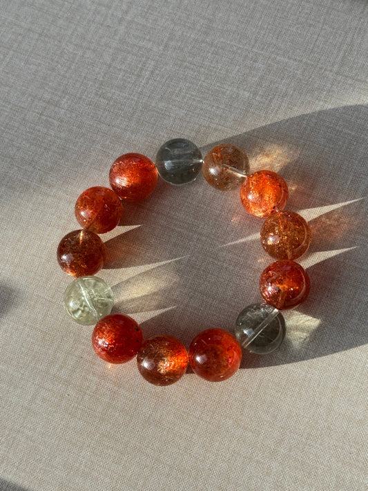 High Quality Tanzania Arusha Sunstone with Beryl Inclustion Beaded Bracelet