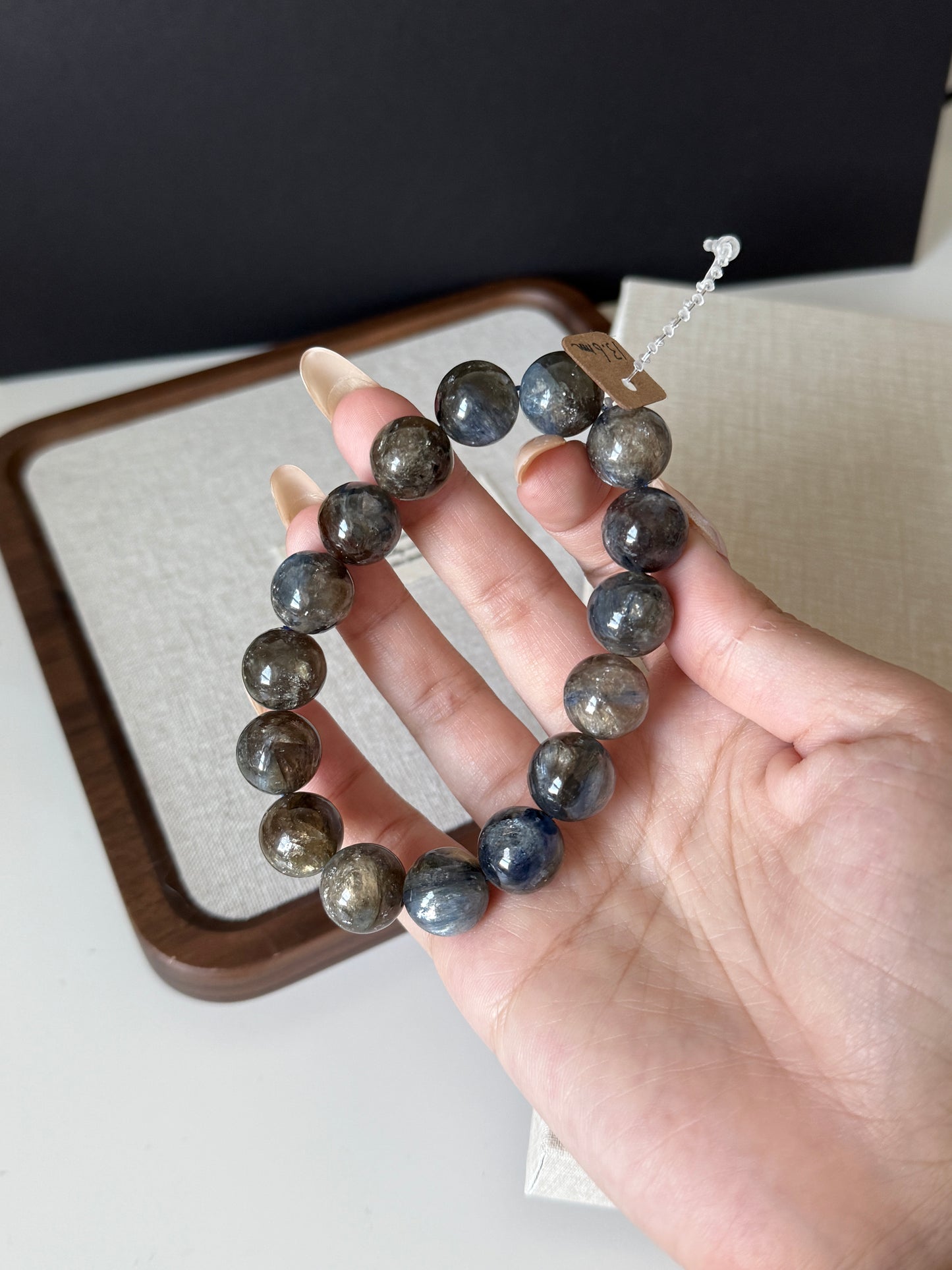 Blue/ Black Kyanite with Mica Bead Bracelet