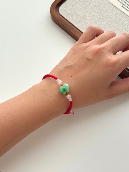 Lucky Pig Fortune Green Myanmar m Jade Grade A Bracelet