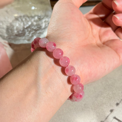 Sakura Icy Rhodonite Beaded Bracelet 薔薇輝