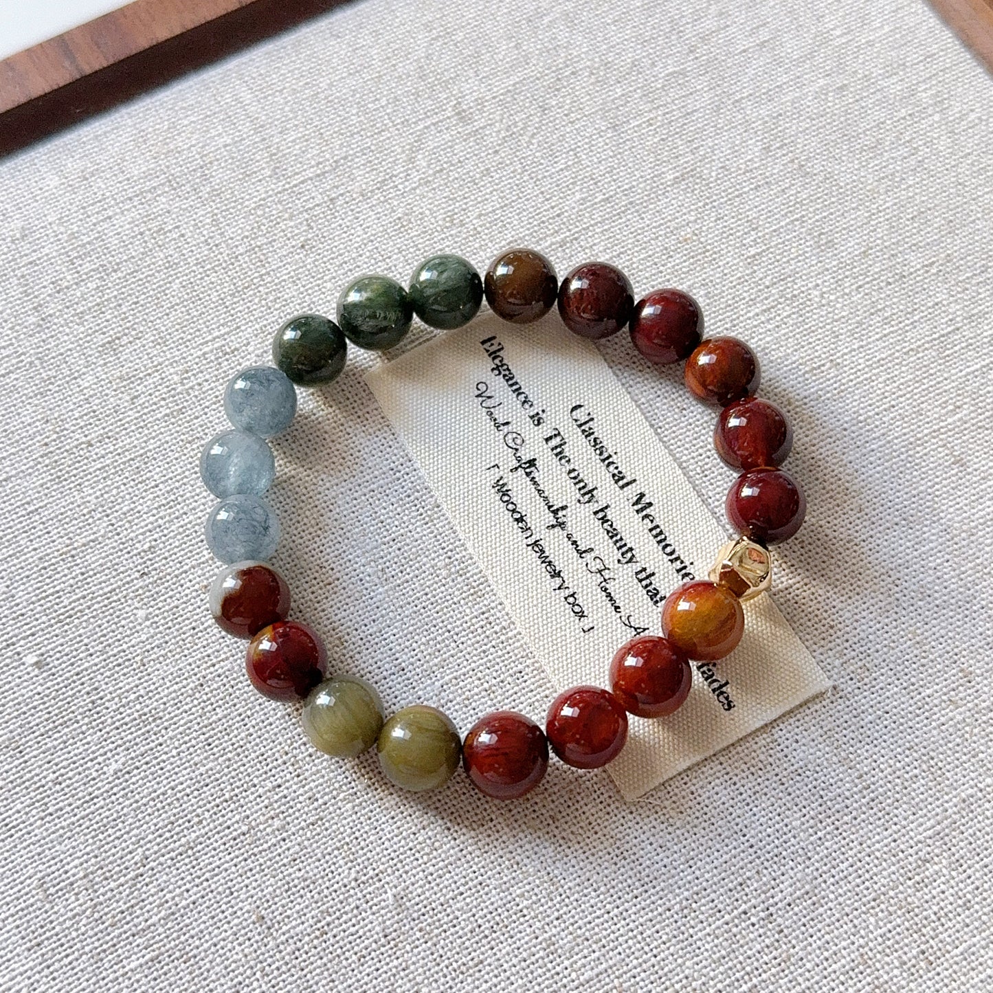 Rainbow Rabbit Hair Amphibole Quartz 8.8mm Beaded Bracelet