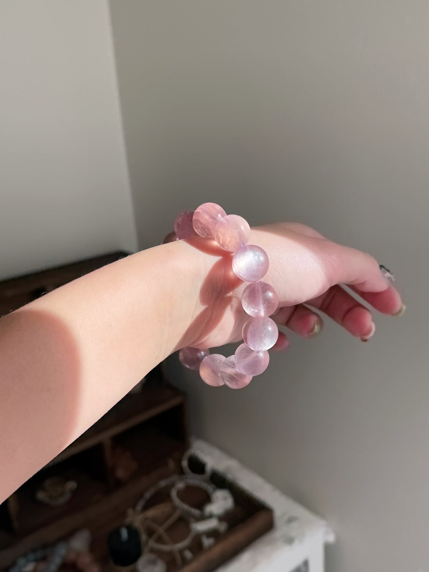 Collection Grade Rare Pink Lepidolite Bead Bracelet