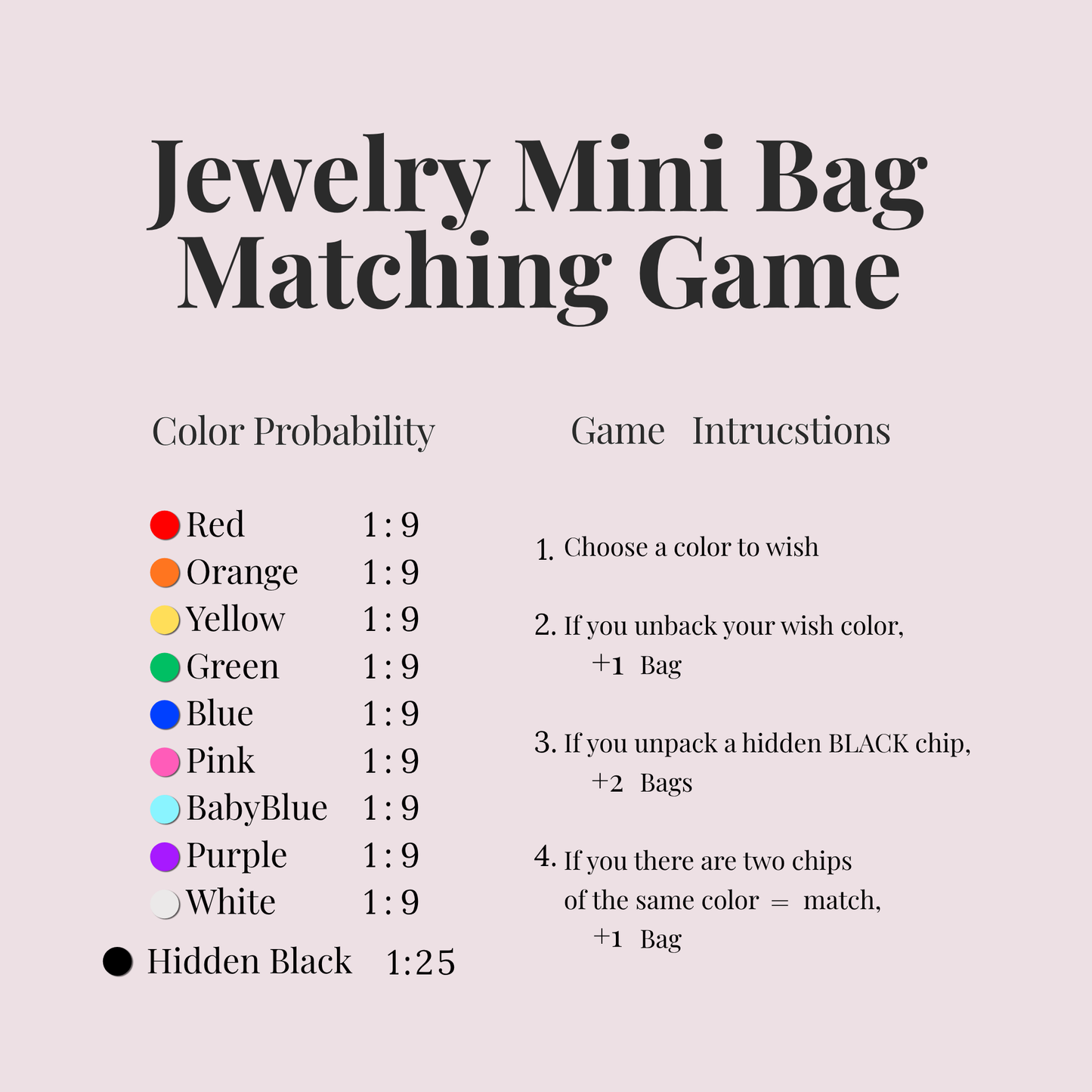 Jewelry Lucky Bag Matching Game