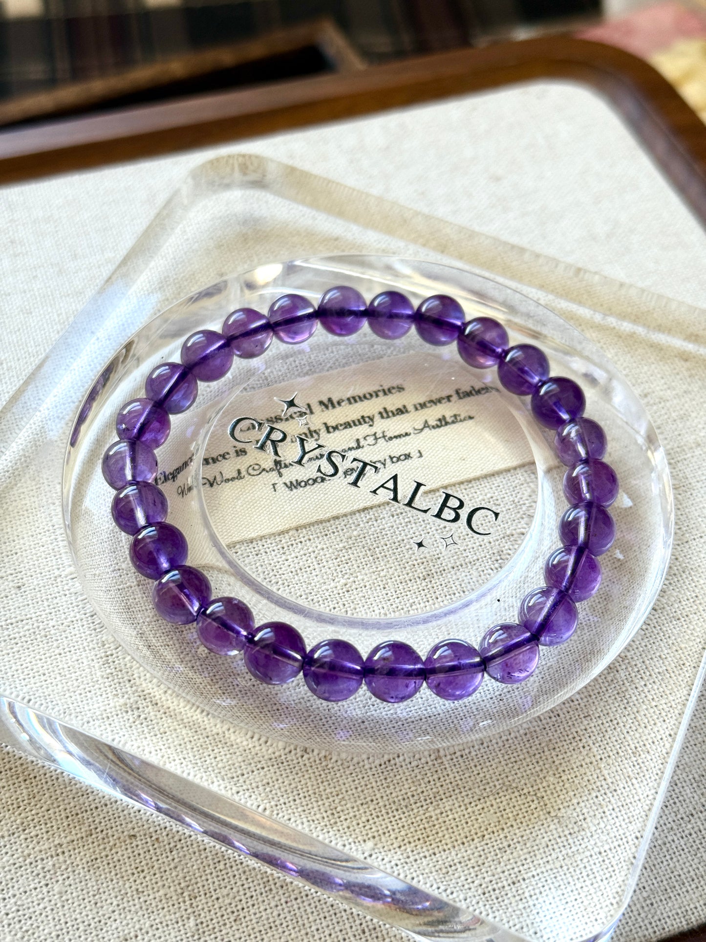 High Grade Brazil Amethyst 7.8mm Bead Bracelet