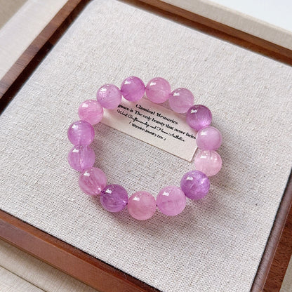 Ultra High Quality Gemmy Pinky Purple CatEye Kunzite 14.5mm Beaded Bracelet