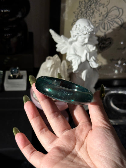 Dark Green Beryl Aquamarine Bangle