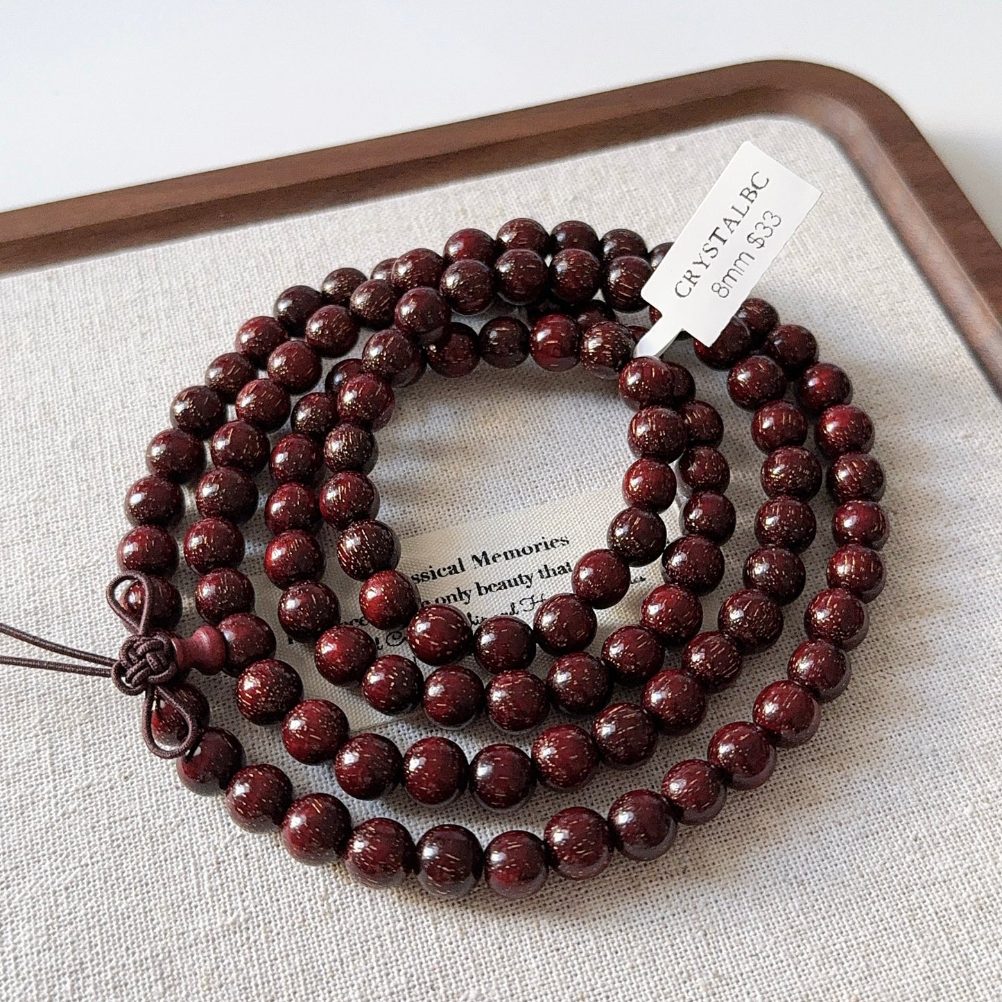 Buddha Tibetan Red Sandalwood 108 Mala Bead Bracelet