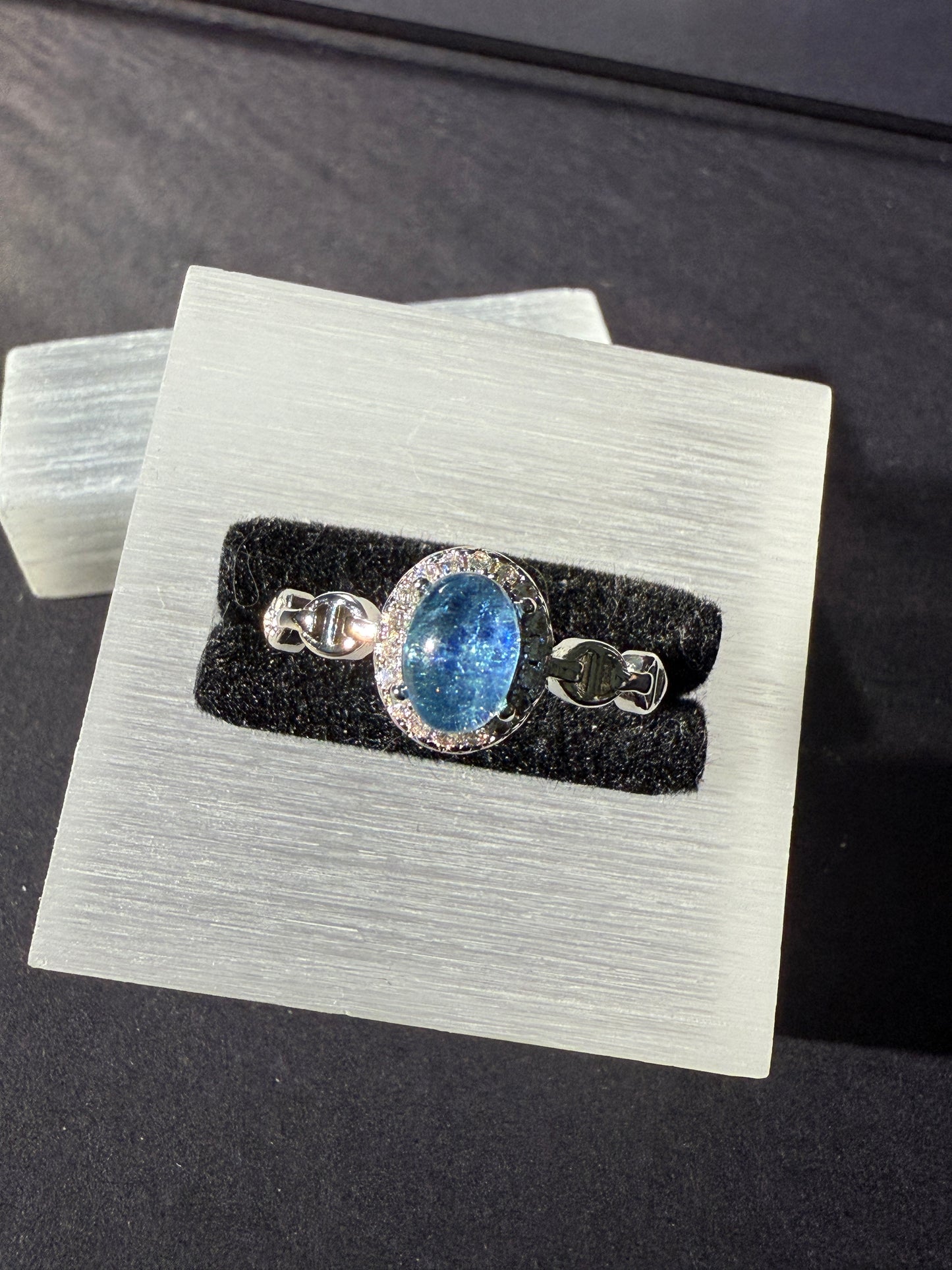 Aquamarine zirconia Ring Adjustable Free Size