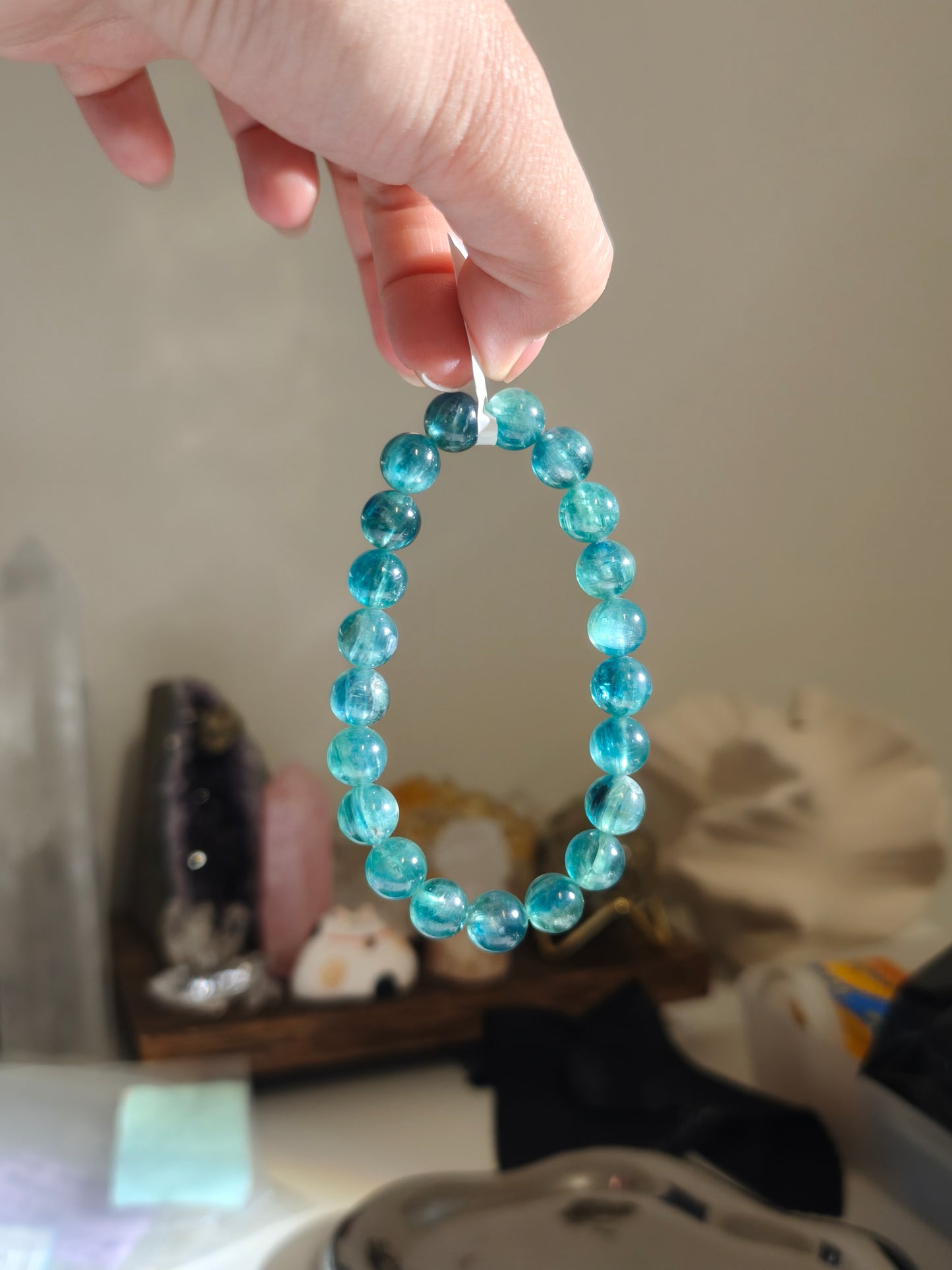 Bicolor Blue Green Kyanite Beaded Bracelet 綠藍晶石