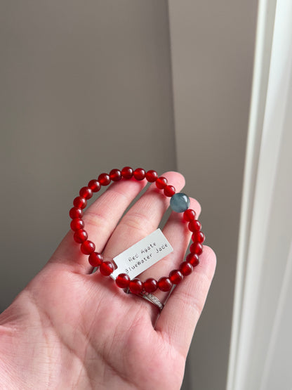 Red Cornelian Agate Lucky Stone with Jade 6.6mm HQ