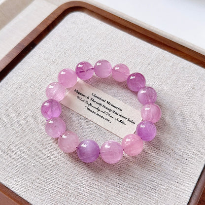 Ultra High Quality Gemmy Pinky Purple CatEye Kunzite 14.5mm Beaded Bracelet