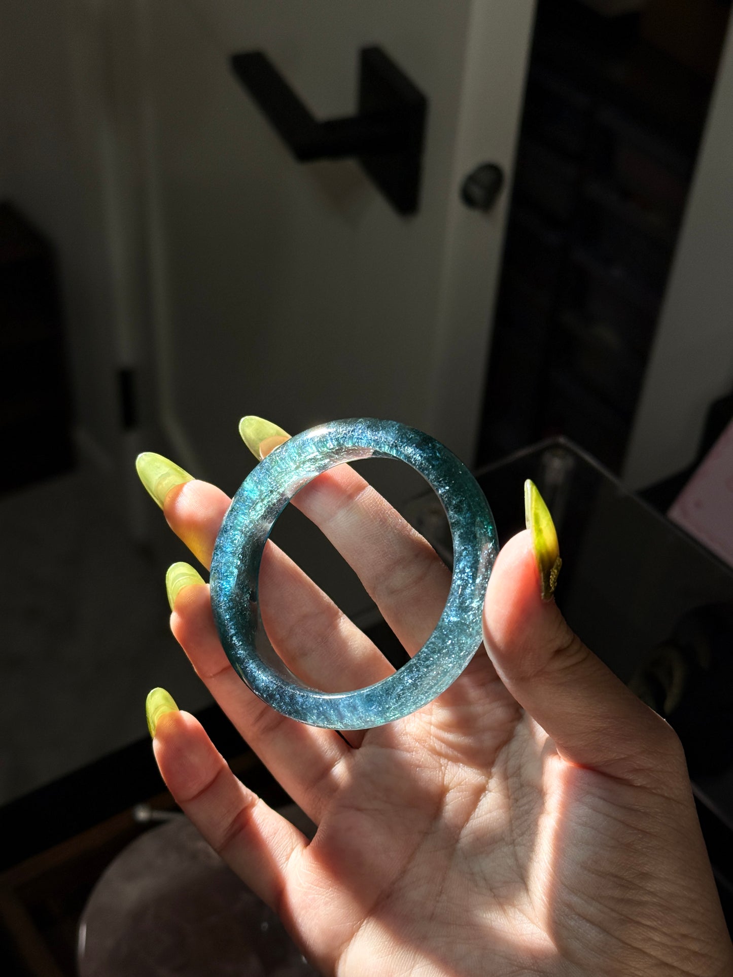 Dark Green Beryl Aquamarine Bangle