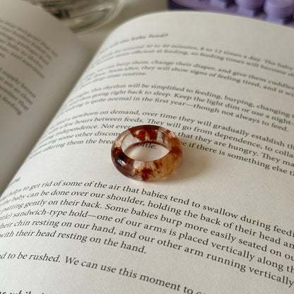 Red Hematoid Quartz Ring Band US 6.5