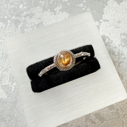 Vintage S925 Golden Rutile Quartz Zirconia Ring
