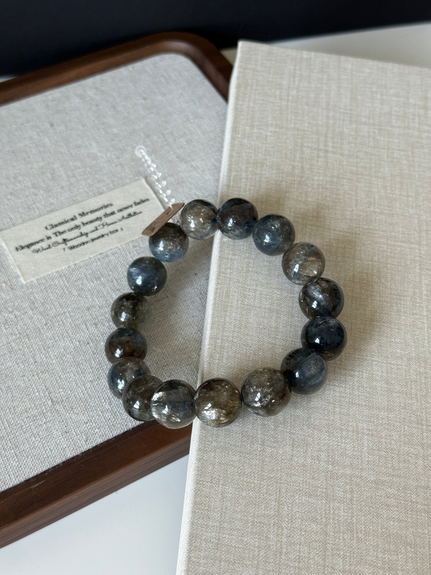 Blue/ Black Kyanite with Mica Bead Bracelet