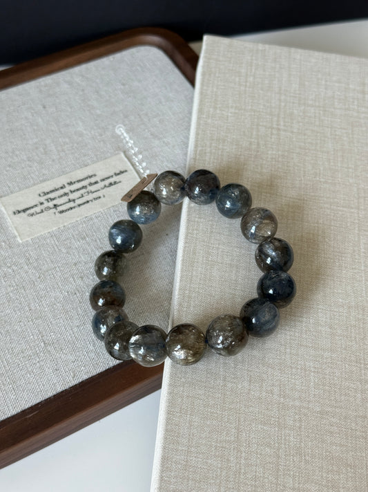 Blue/ Black Kyanite with Mica Bead Bracelet