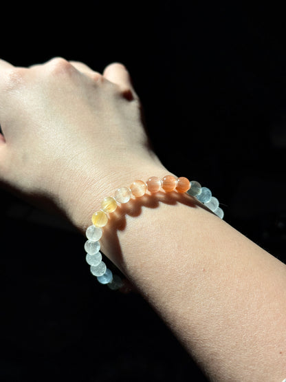 Collection Grade Rainbow Rabbit Hair Cateyes Rutiles 6.9mmBead Bracelet