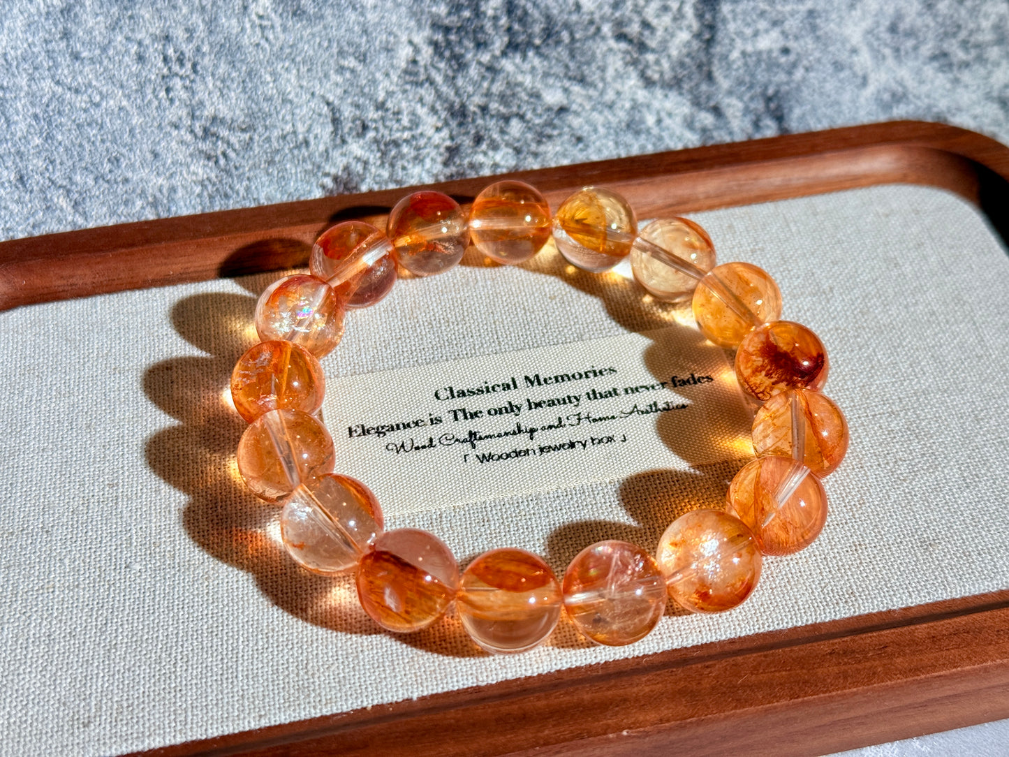 Golden Fanta Hematoid Quartz Fire Quartz 12.8mm Beaded Bracelet