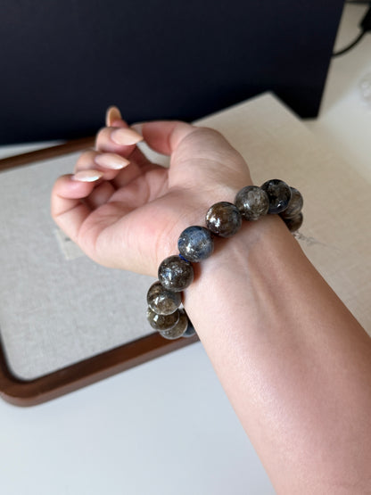 Blue/ Black Kyanite with Mica Bead Bracelet